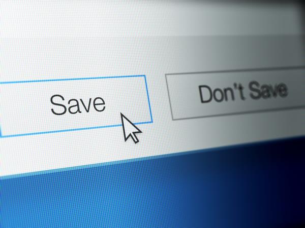 "Save" button on computer monitor screen