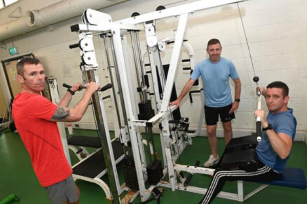  Soldiers have access to gym facilities at Collins Army Barracks, Cork. Private Ashley Gould, CQMS Liam King and Conor McCrory, Irish Naval Service, work out. Picture: Larry Cummins 