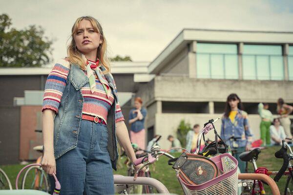 Sex Education Season 4. Aimee Lou Wood as Aimee (Left) in Sex Education Season 4. Picture: Samuel Taylor/Netflix ? 2023.