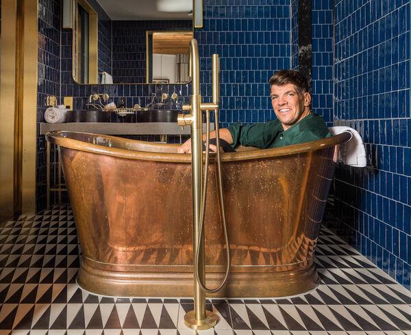 Cork City, Cork, Ireland. 12th October, 2023. Former Munster and Irish rugby international Donncha O'Callaghan pictured relaxing in the penthouse of the Dean Hotel, Cork. Picture: David Creedon