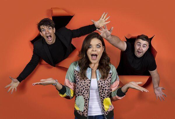 2FM presenters Donncha O’Callaghan, Doireann Garrihy, and Carl Mullan. Pic: Andres Poveda