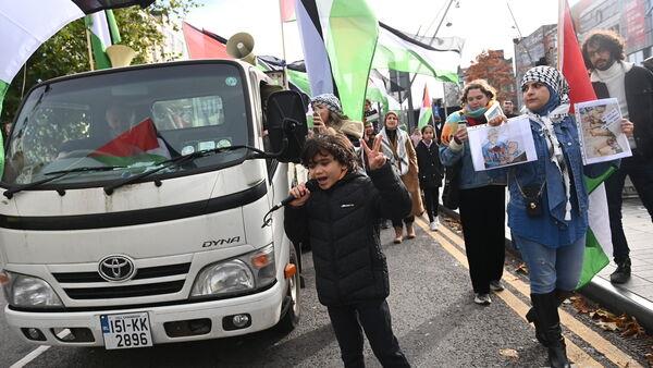 Seven-year-old boy leads  protest in Cork over Gaza bloodshed