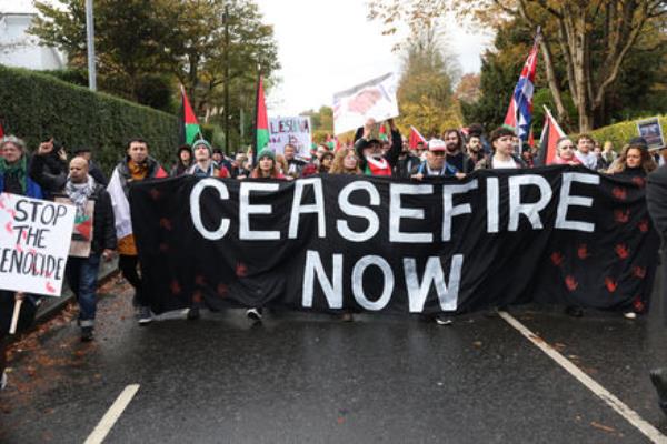People during a Pro-Palestinian march to the US Consulate in Belfast. Picture date: Saturday November 4, 2023. People during a Pro-Palestinian march to the US Consulate in Belfast. Picture date: Saturday November 4, 2023.