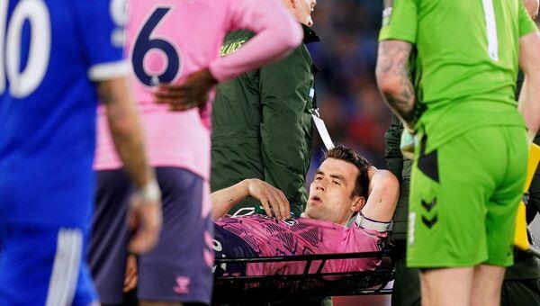 Coleman leaving the pitch on a stretcher last May. Pic: Mike Egerton/PA Wire