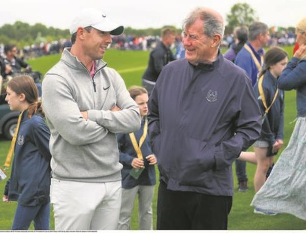 Rory McIlroy, left, in conversation with JP McManus during day two of the JP McManus Pro-Am at Adare Manor Golf Club in Adare, Limerick last year. Picture: Ramsey Cardy/Sportsfile Rory McIlroy, left, in conversation with JP McManus during day two of the JP McManus Pro-Am at Adare Manor Golf Club in Adare, Limerick last year. Picture: Ramsey Cardy/Sportsfile