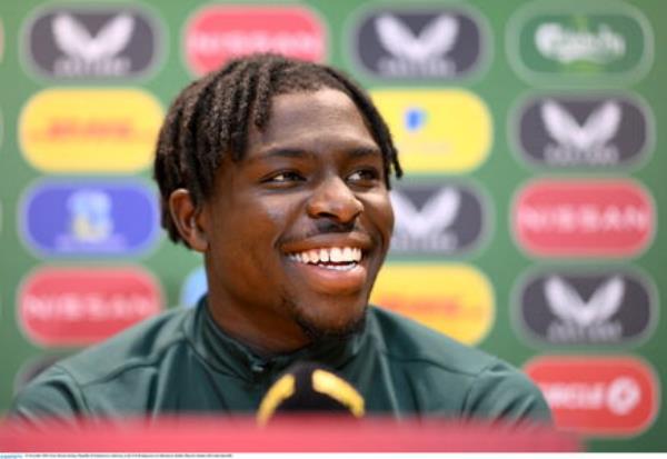 Festy Ebosele during a Republic of Ireland press co<em></em>nference at the FAI Headquarters in Abbotstown, Dublin. Photo by Stephen McCarthy/Sportsfile