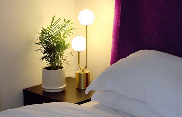  The bedroom at 132 Ranelagh Road with interior design by David O'Brien. Photograph Moya Nolan
