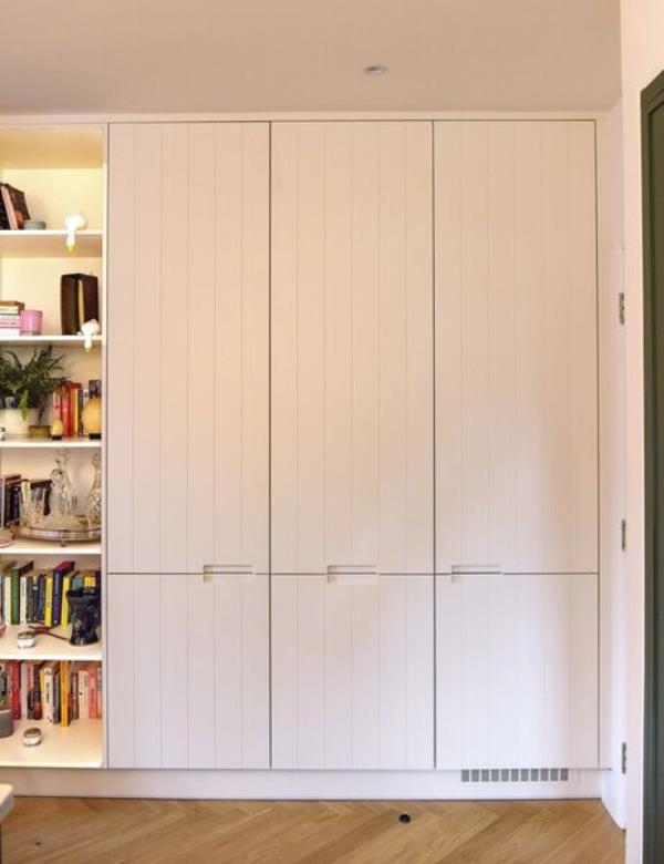  Storage cupboards in the kitchen area at 132 Ranelagh Road with interior design by David O'Brien. Photograph Moya Nolan