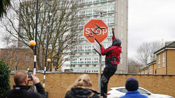 Man arrested on suspicion of theft and criminal damage after Banksy art removed in London