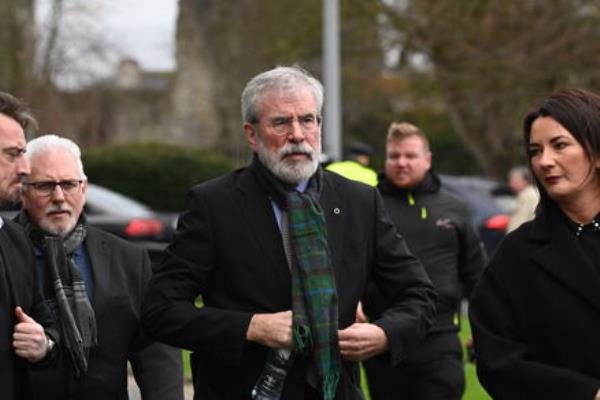 Gerry Adams attends the funeral of Shane MacGowan in Nenagh. Picture: Larry Cummins 