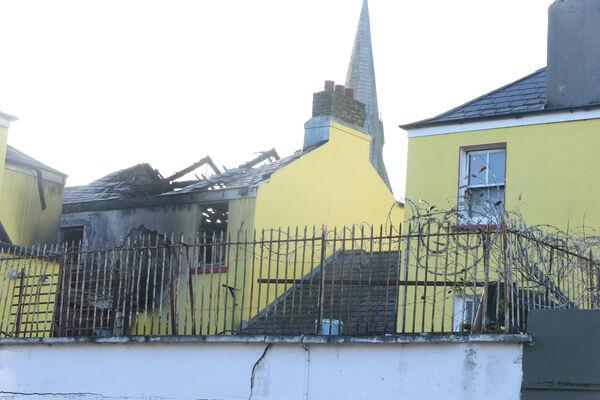 Gardaí pictured at the scene of a fire on Thorncastle Street, Ringsend. Picture: Stephen Collins/Collins Photos