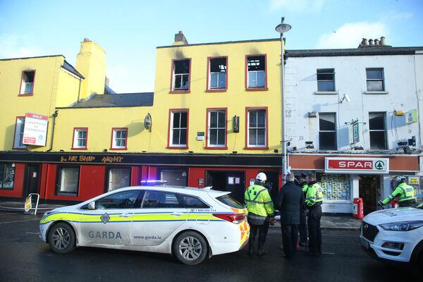 Gardaí pictured at the scene of a fire on Thorncastle Street, Ringsend. Picture: Stephen Collins/Collins Photos