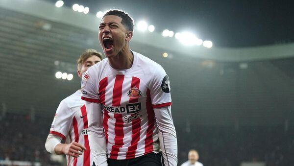 Sunderland's Jobe Bellingham celebrates.