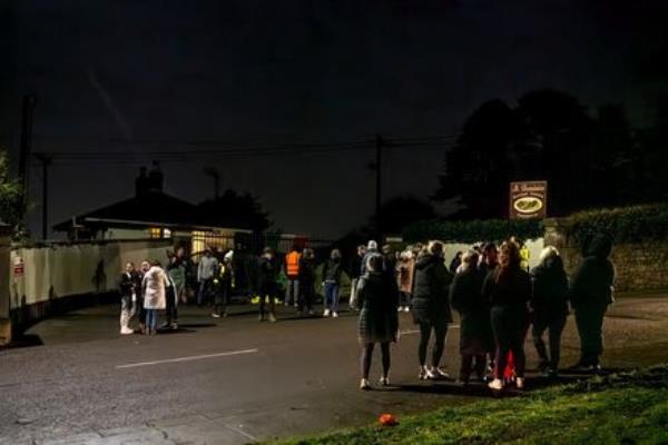 Hundreds turned up for a protest outside the former St Dominic's Centre in Mayfield, after rumours a<em></em>bout it being repurposed for emergency accommodation were circulated earlier today. Picture by Chani Anderson