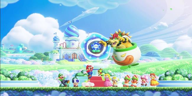 Super Mario Bros Wo<em></em>nder Image of Bowser Stealing the Kingdom